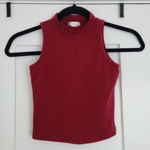 Bozzolo Burgundy Mock Neck Crop Top - Size Small